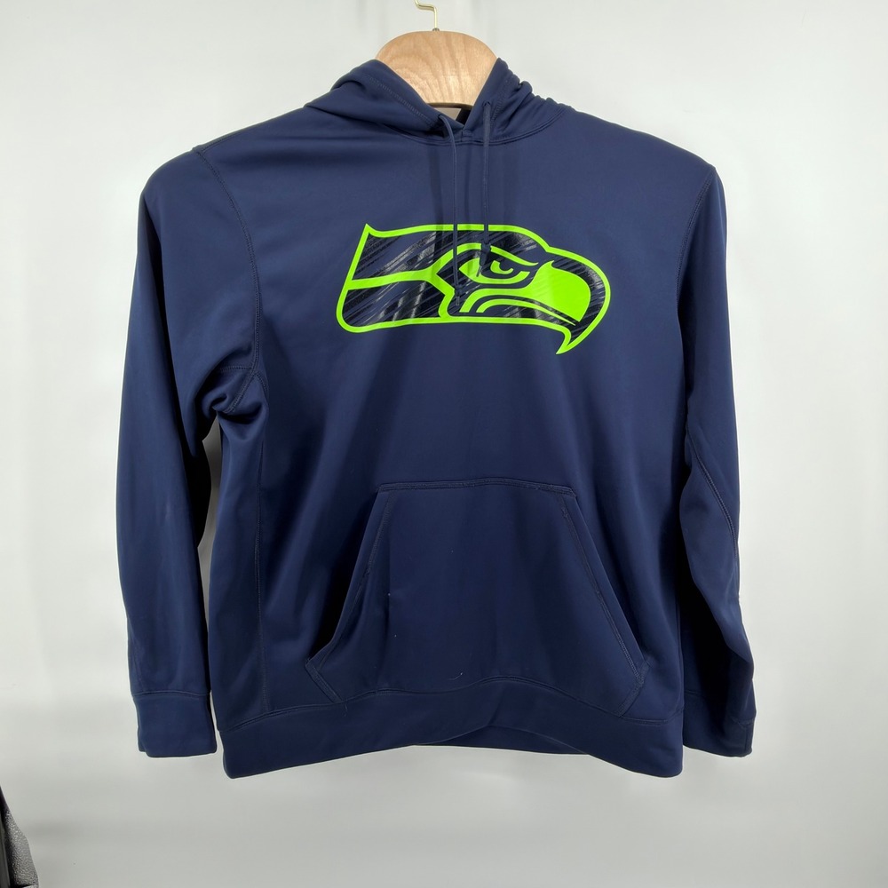 Nike Hoodie Mens XL Navy Blue Seattle Seahawks NFL Therma-Fit Pullover